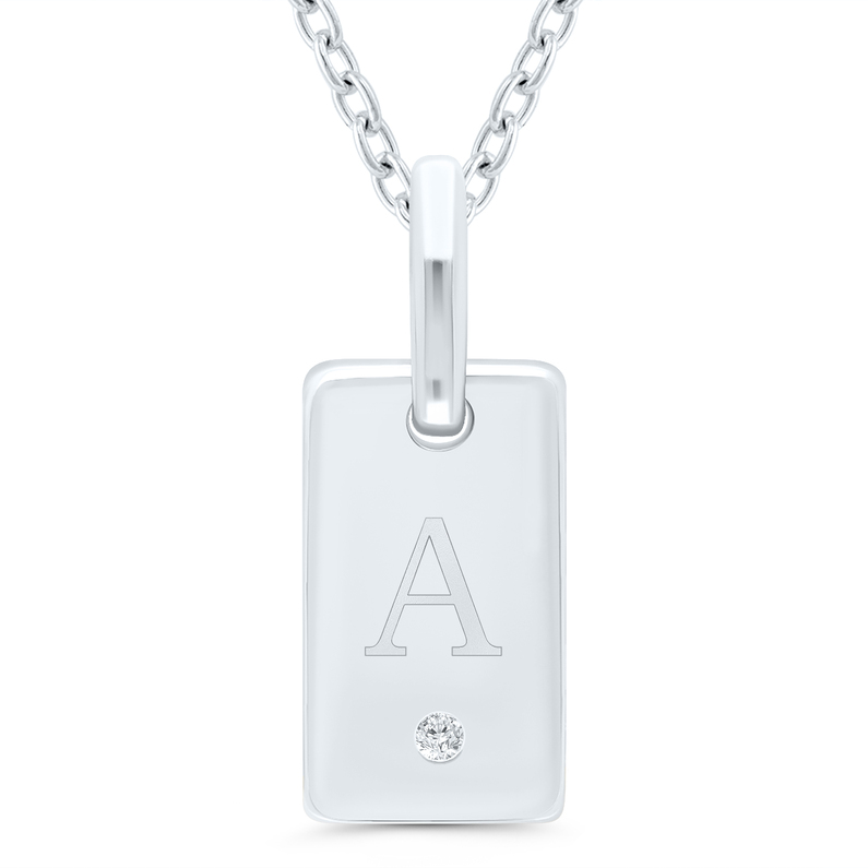SS Initial Pendant with Diamond Accent 0.01cttw 18 chain